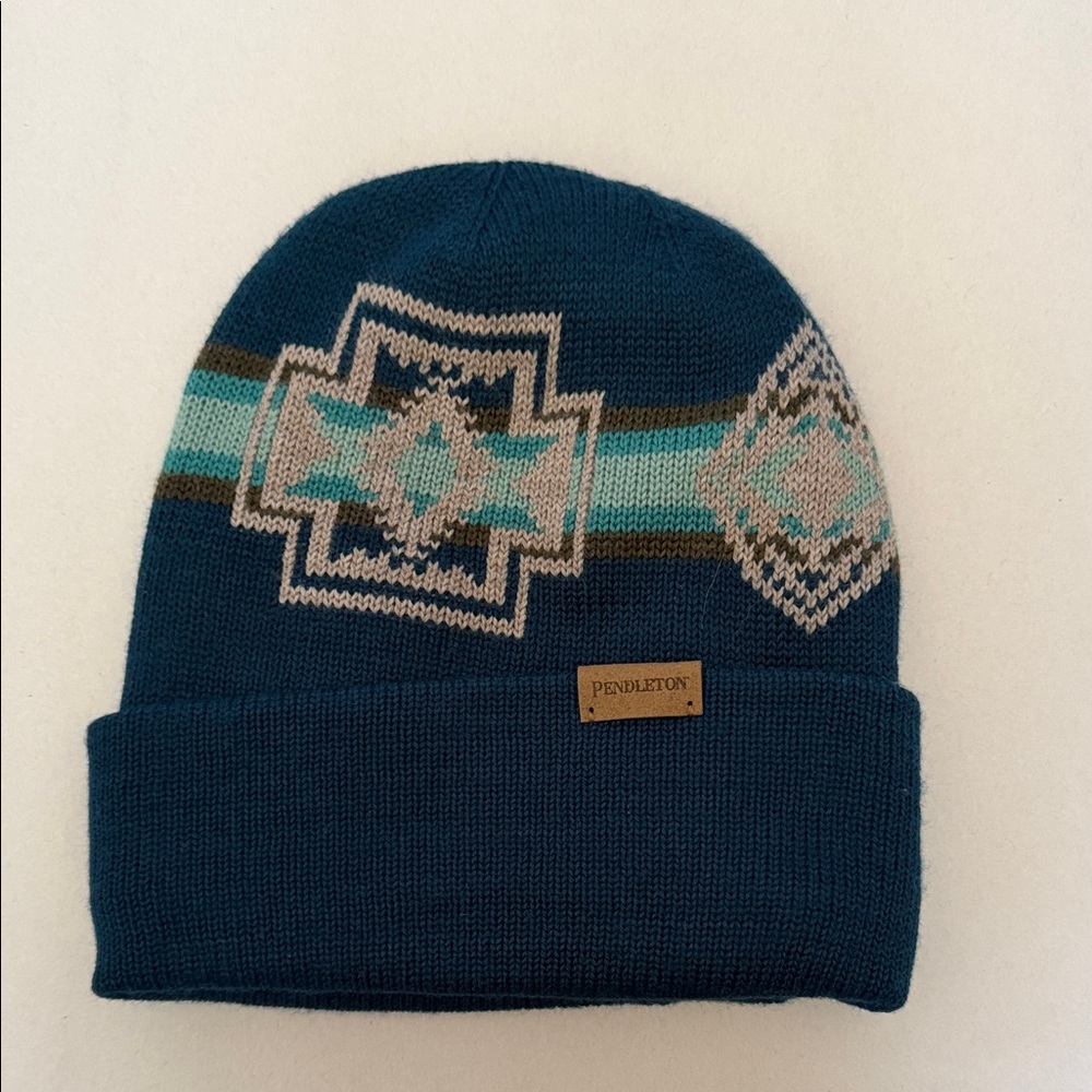 Pendleton Adult Knit Beanie Unisex One Size in Harding Aegean Wool Blend EUC - Picture 2 of 7